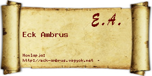 Eck Ambrus névjegykártya